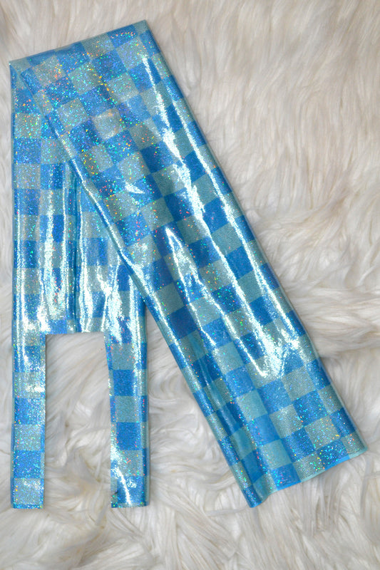Blue Checkered Tail Bag Holographic