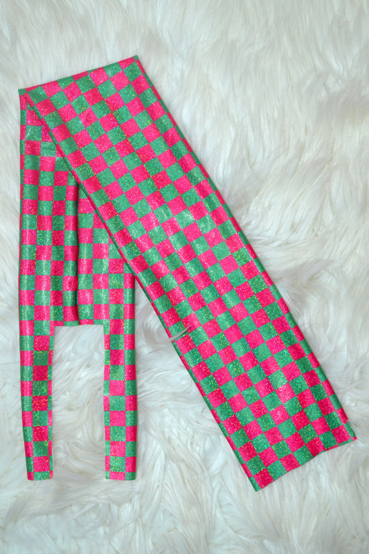 Pink And Green Checkered Tail Bag Holographic