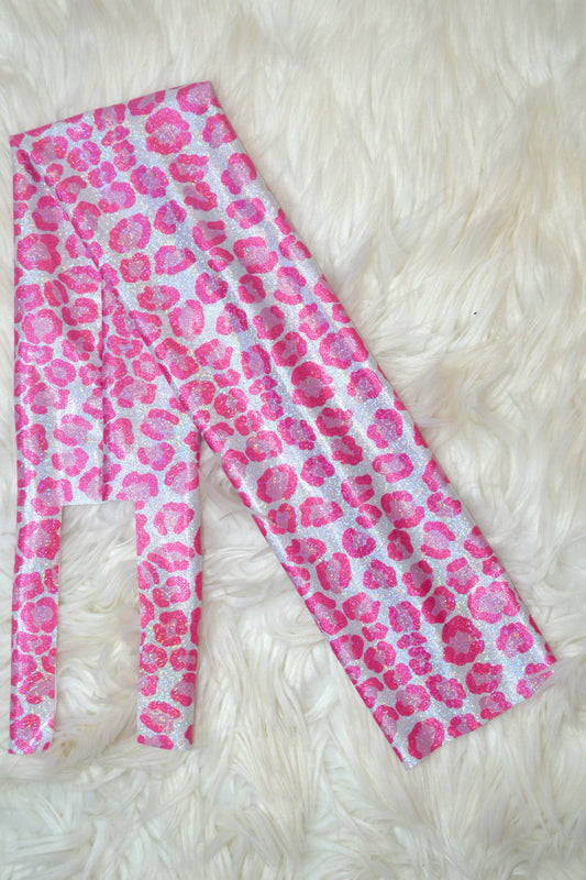 White Pink Cheetah Tail Bag Holographic