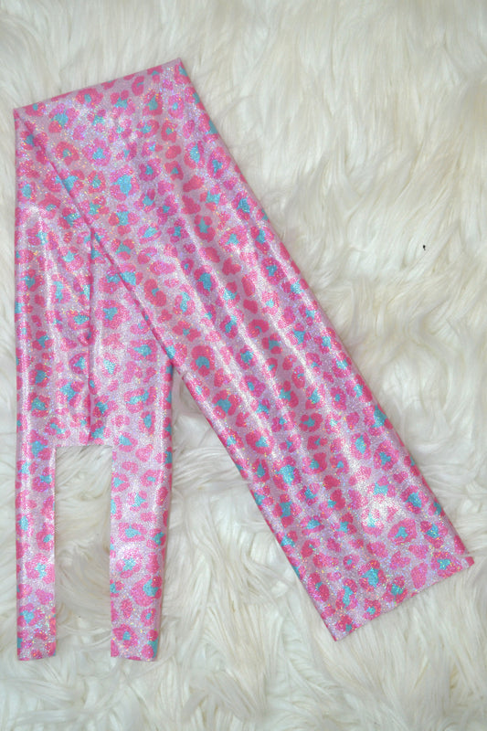 Teal Pink Cheetah Tail Bag Holographic