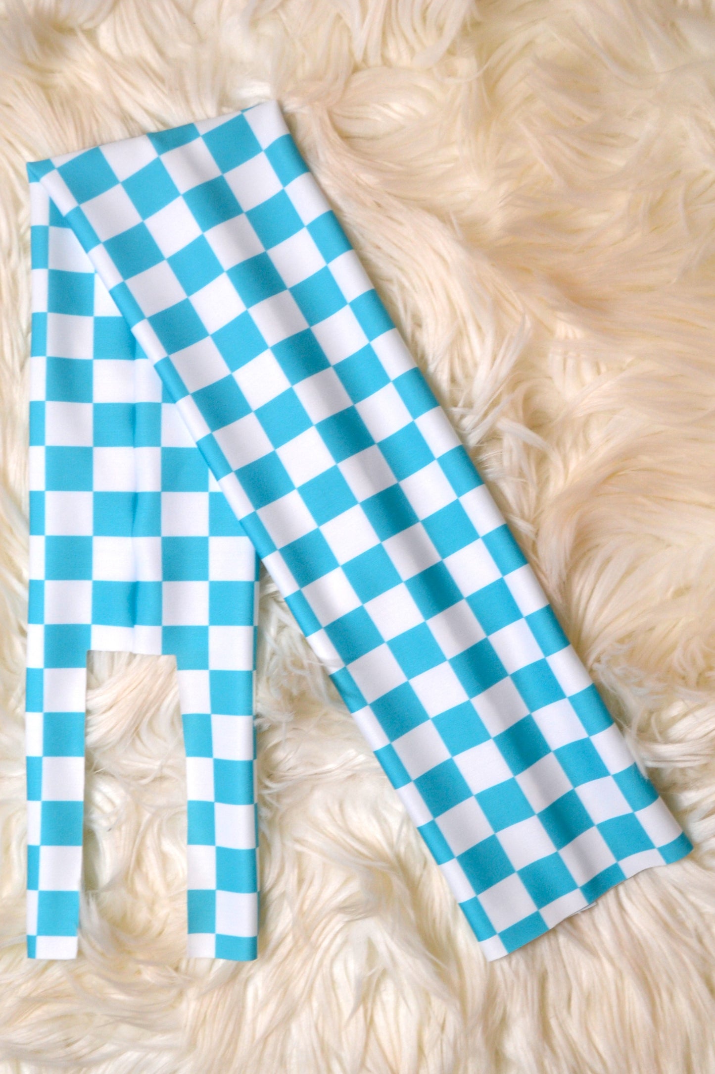 Teal White Checker Tail Bag