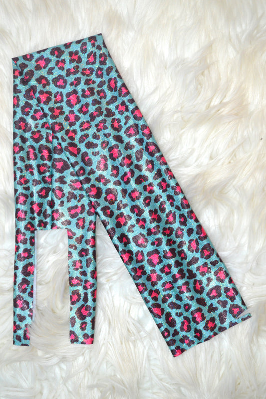 Teal with Black Pink Cheetah Tail Bag Holographic