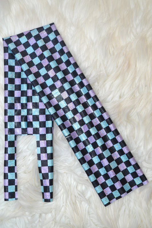 Lilac and Teal Checkered Tail Bag Holographic