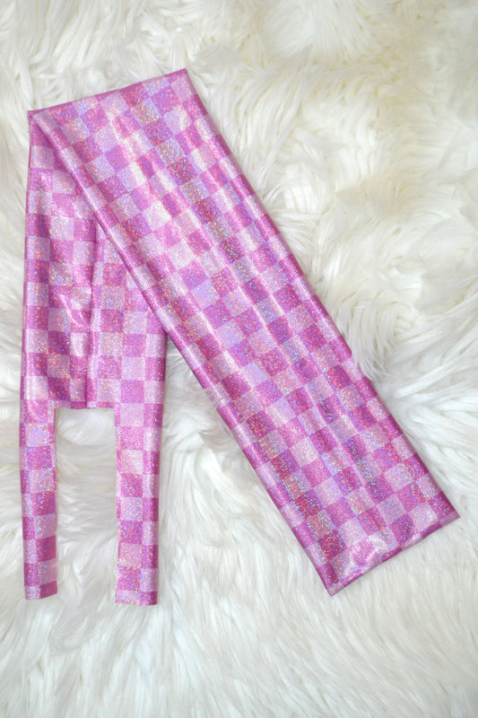 Pink Checkered Tail Bag Holographic