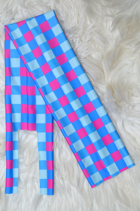 Pink and Teal Checkered Tail Bag