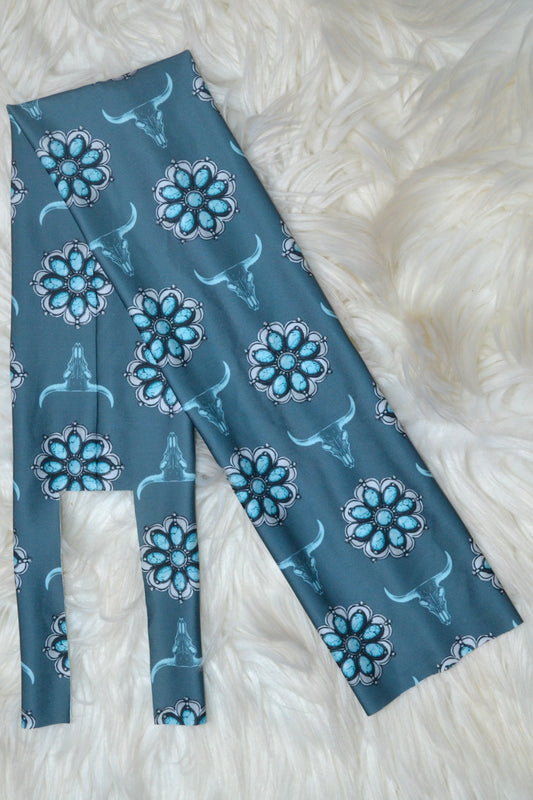 Teal Cow Heads and Cowgirl Jewels Tail Bag