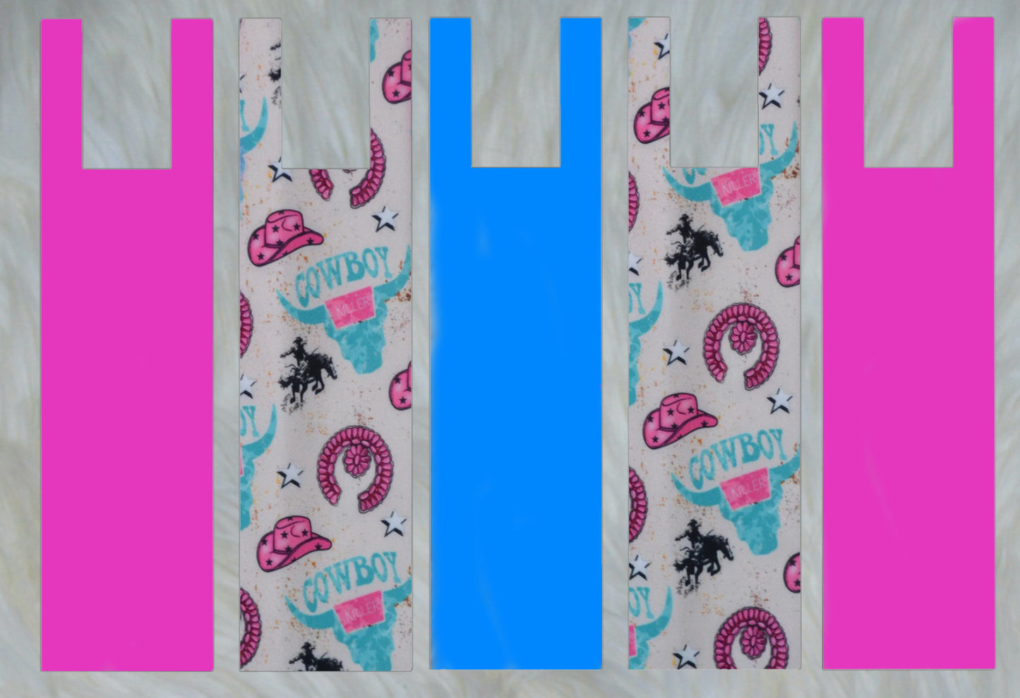 Cowboy Killer X Solid Blue Teal X Solid Hot Pink Mane Bags Set of 5