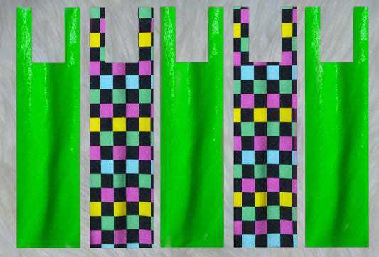 Neon Black Checker X Neon Green Sparkle Shimmer Mane Bags Set of 5
