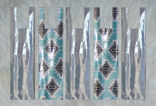 Teal Black Aztec Holographic X Silver Sparkle Shimmer Mane Bags Set of 5