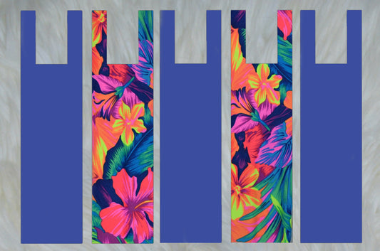 Neon Hawaiian X Solid Royal Blue Mane Bags Set of 5