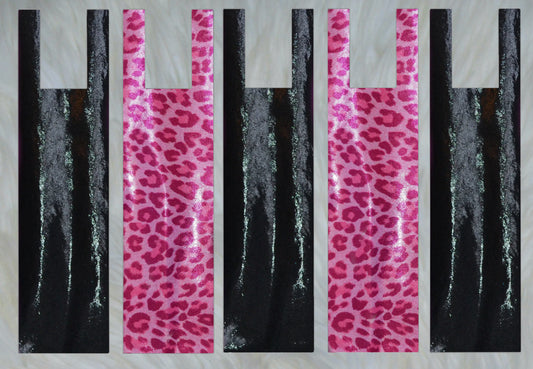 Hot Pink Cheetah Sparkle Shimmer X Black Sparkle Shimmer Mane Bags Set of 5