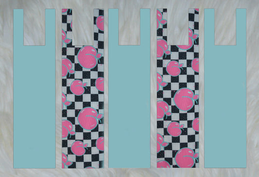 Checker Peach X Solid Mint Teal Mane Bags Set of 5