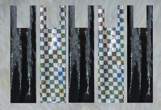 Black Checker Holographic X Black Sparkle Shimmer Mane Bags Set of 5