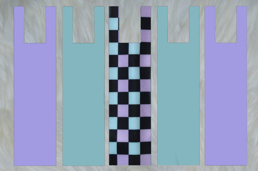Lilac and Teal Checkered X Solid Lilac X Solid Mint Teal Mane Bags Set of 5