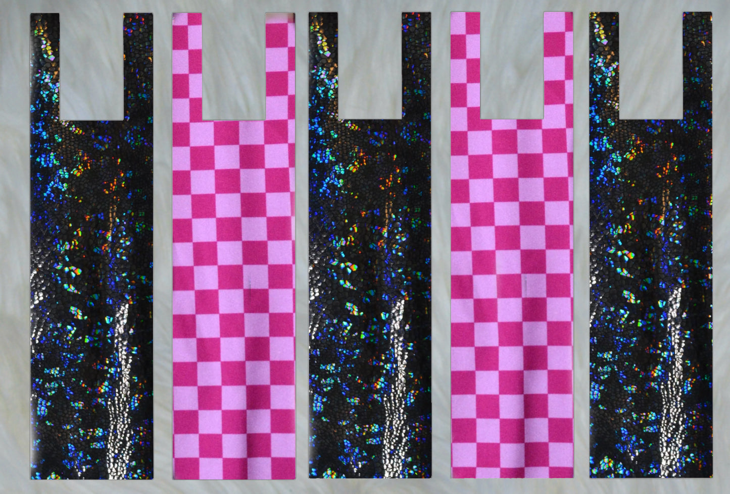 Pink Checker X Black Holographic Mane Bags Set of 5