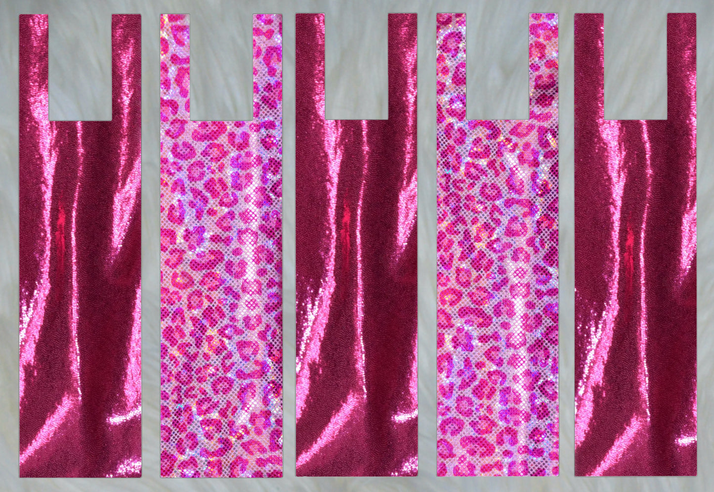 Pink Cheetah Holographic X Pink Sparkle Shimmer Mane Bags Set of 5