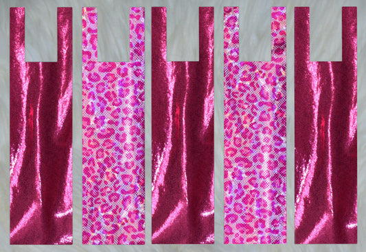 Pink Cheetah Holographic X Pink Sparkle Shimmer Mane Bags Set of 5