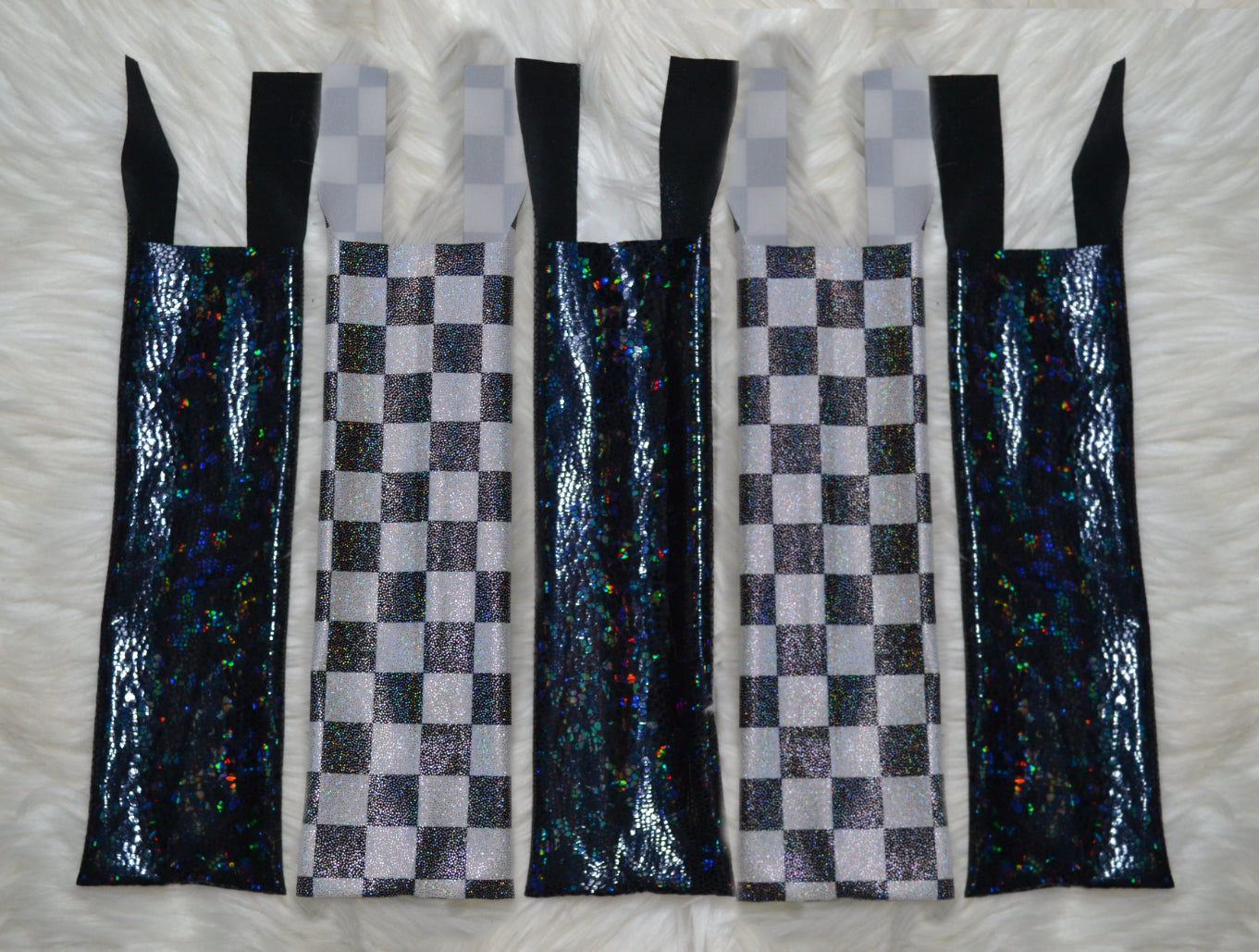 Black Checkered Holographic X Black Holographic Mane Bags Set of 5