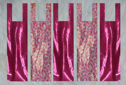 Pink Cheetah Holographic X Hot Pink Sparkle Shimmer Mane Bags Set of 5
