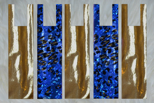 Royal Blue and Gold Cheetah Holographic X Gold Sparkle Shimmer Mane Bags Set of 5