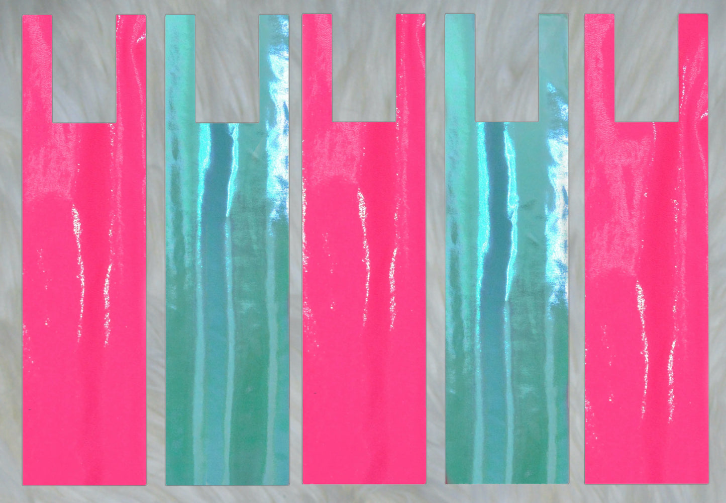 Mint Iridescent X Neon Pink Sparkle Shimmer Mane Bags Set of 5