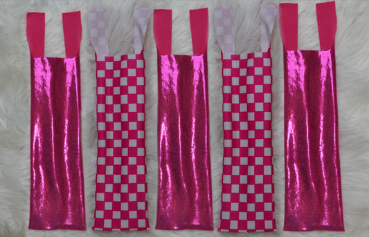 Pink Checker X Hot Pink Sparkle Shimmer Mane Bags Set of 5