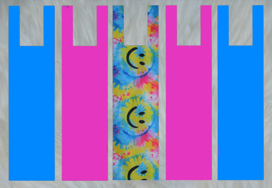 Tie Dye Smile X Solid Blue Teal X Solid Hot Pink Mane Bags Set of 5