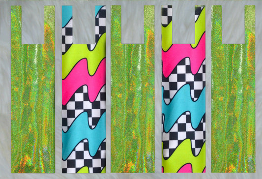 Groovy Retro Swirl X Lime Green Holographic Mane Bags Set of 5