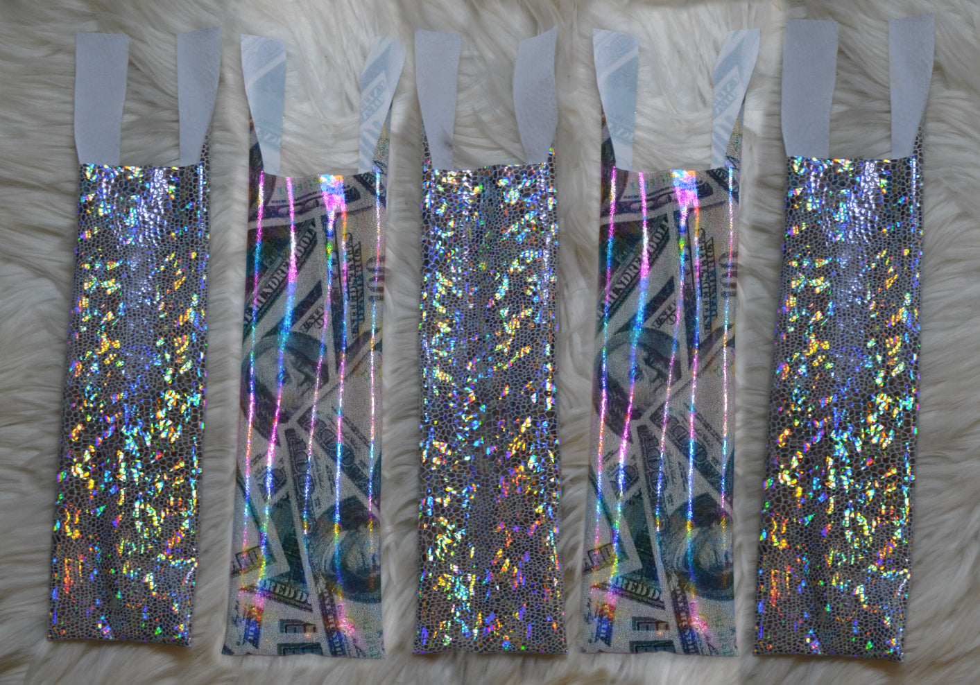 $100 Millionaire X White Holographic Mane Bags Set of 5