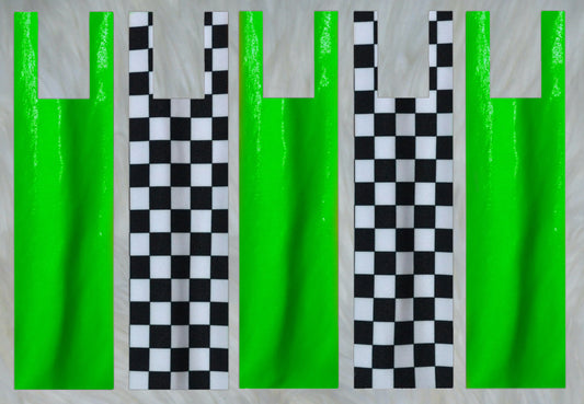 Black Checker X Neon Green Sparkle Shimmer Mane Bags Set of 5
