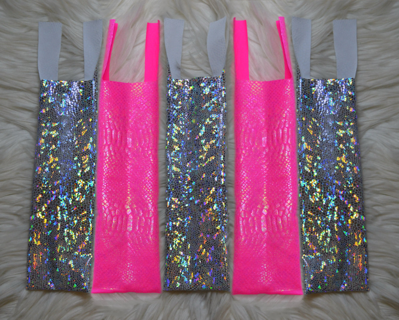 Pink Snake and White Holographic Mane Bags Set of 5