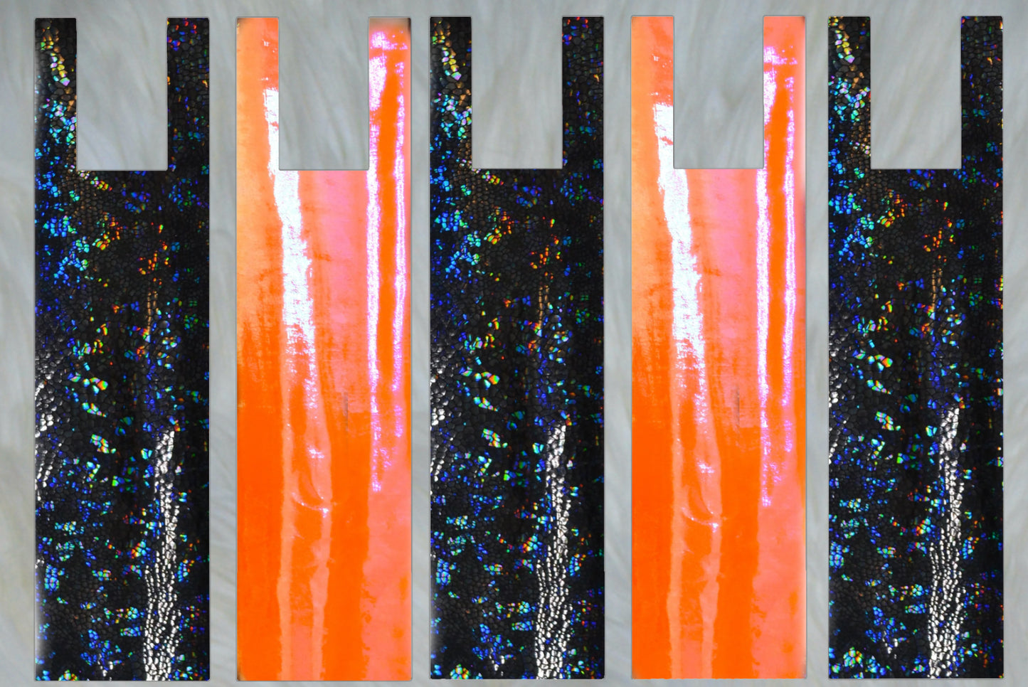 Orange Iridescent X Black Holographic Mane Bags Set of 5