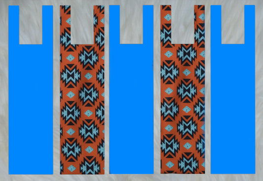 Rust Aztec X Solid Blue Teal Mane Bags Set of 5