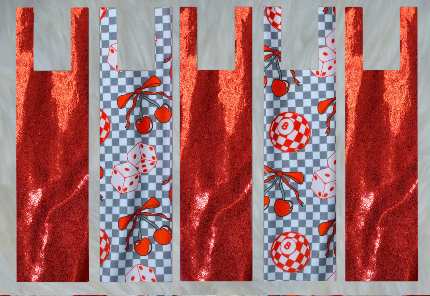 Cherry 8 Ball and Dice X Red Sparkle Shimmer Mane Bags Set of 5