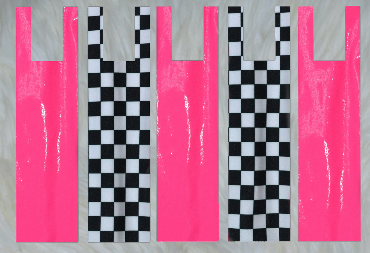 Black Checker X Neon Pink Sparkle Shimmer Mane Bags Set of 5
