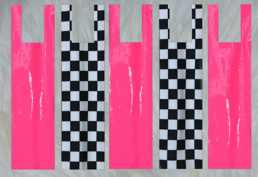 Black Checker X Neon Pink Sparkle Shimmer Mane Bags Set of 5