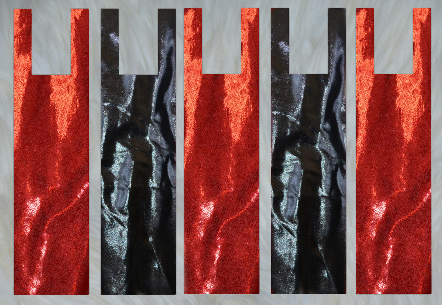 Black Iridescent X Red Sparkle Shimmer Mane Bags Set of 5