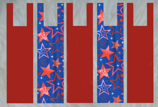 Red and Blue Stars X Solid Red Mane Bags Set of 5