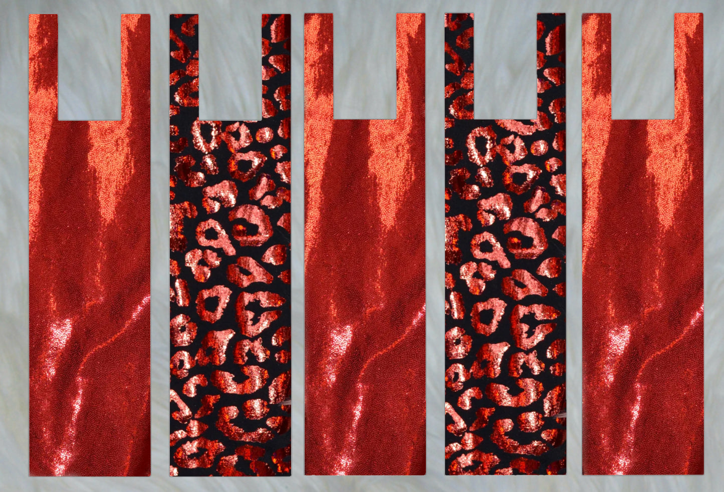 Red Cheetah X Red Sparkle Shimmer Mane Bags Set of 5