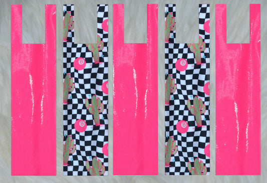 Cactus 8 Ball Checker X Neon Pink Sparkle Shimmer Mane Bags Set of 5