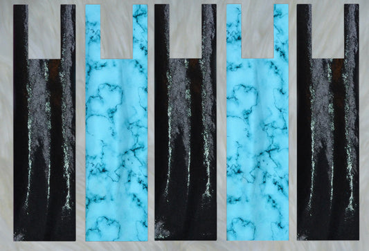 Turquoise Marble X Black Sparkle Shimmer Mane Bags Set of 5