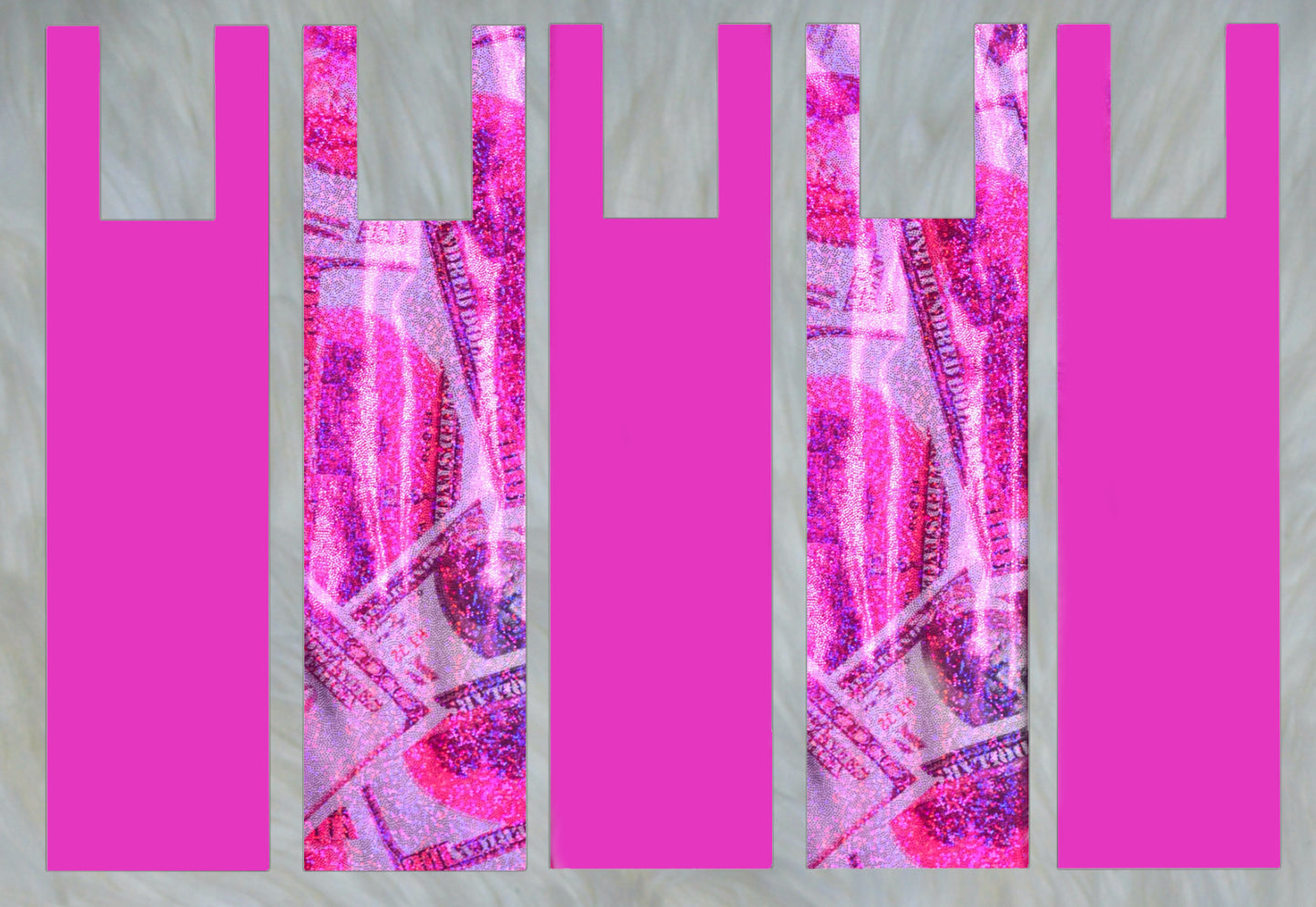 Hot Pink Money Holographic X Solid Hot Pink Mane Bags Set of 5