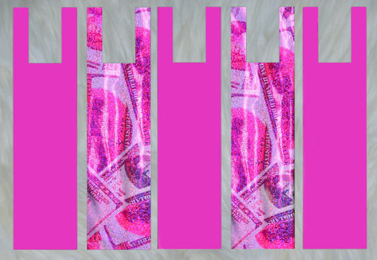 Hot Pink Money Holographic X Solid Hot Pink Mane Bags Set of 5