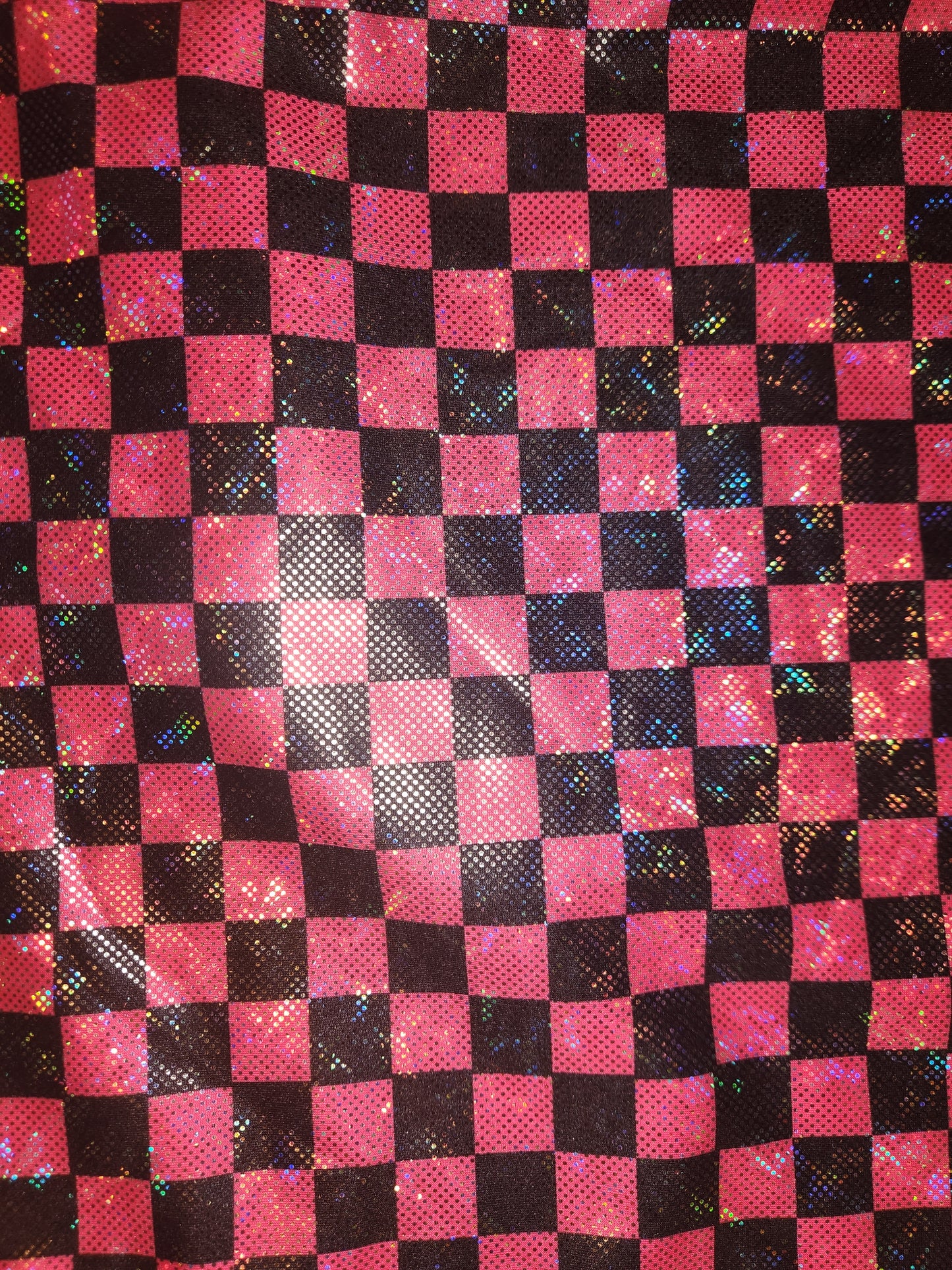 Pink Black Checker Tail Bag Holographic