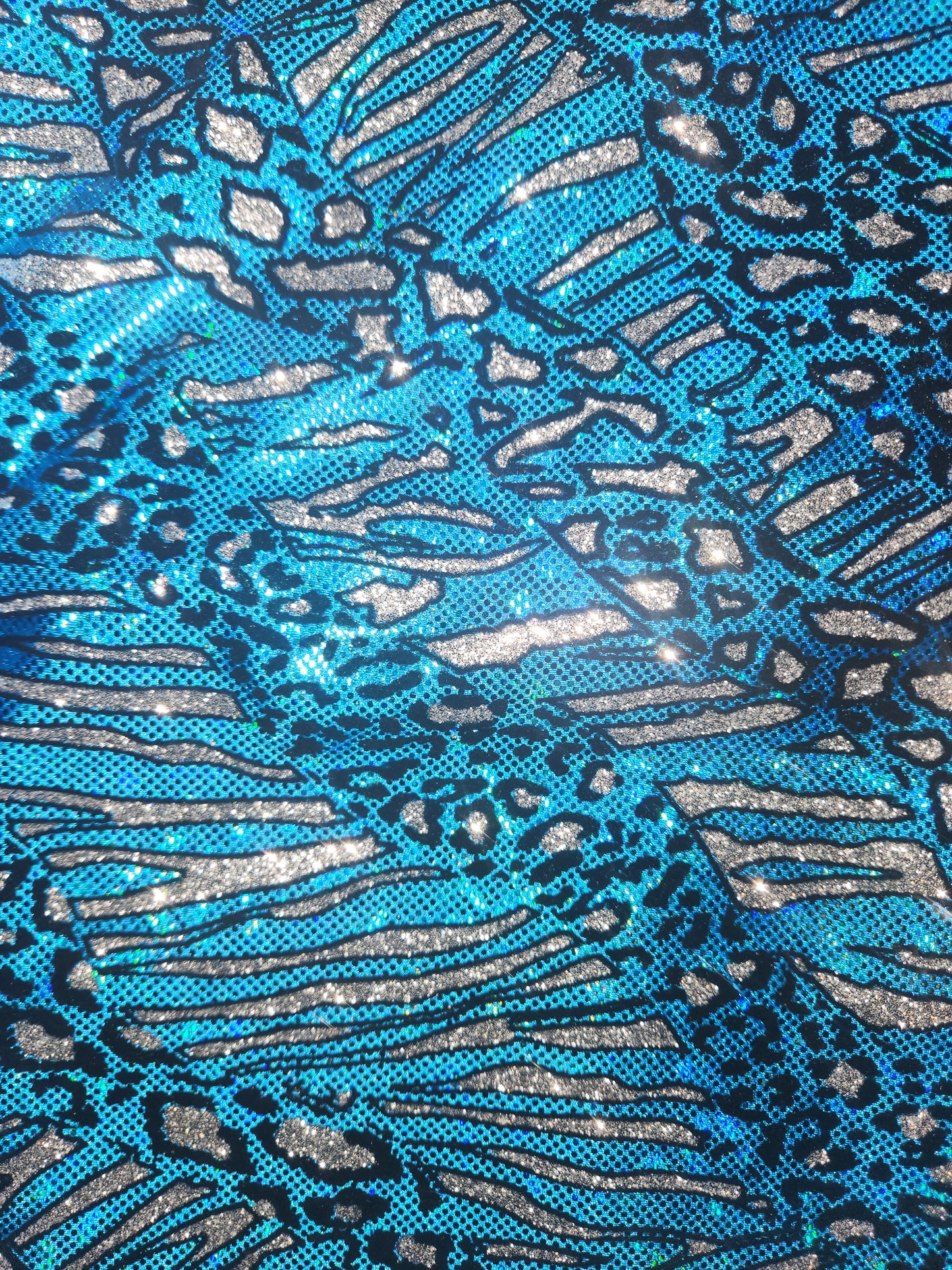 Teal Silver Cheetah Tail Bag Holographic