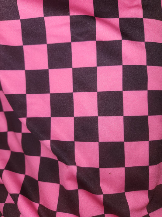 Pink Black Checker Tail Bag