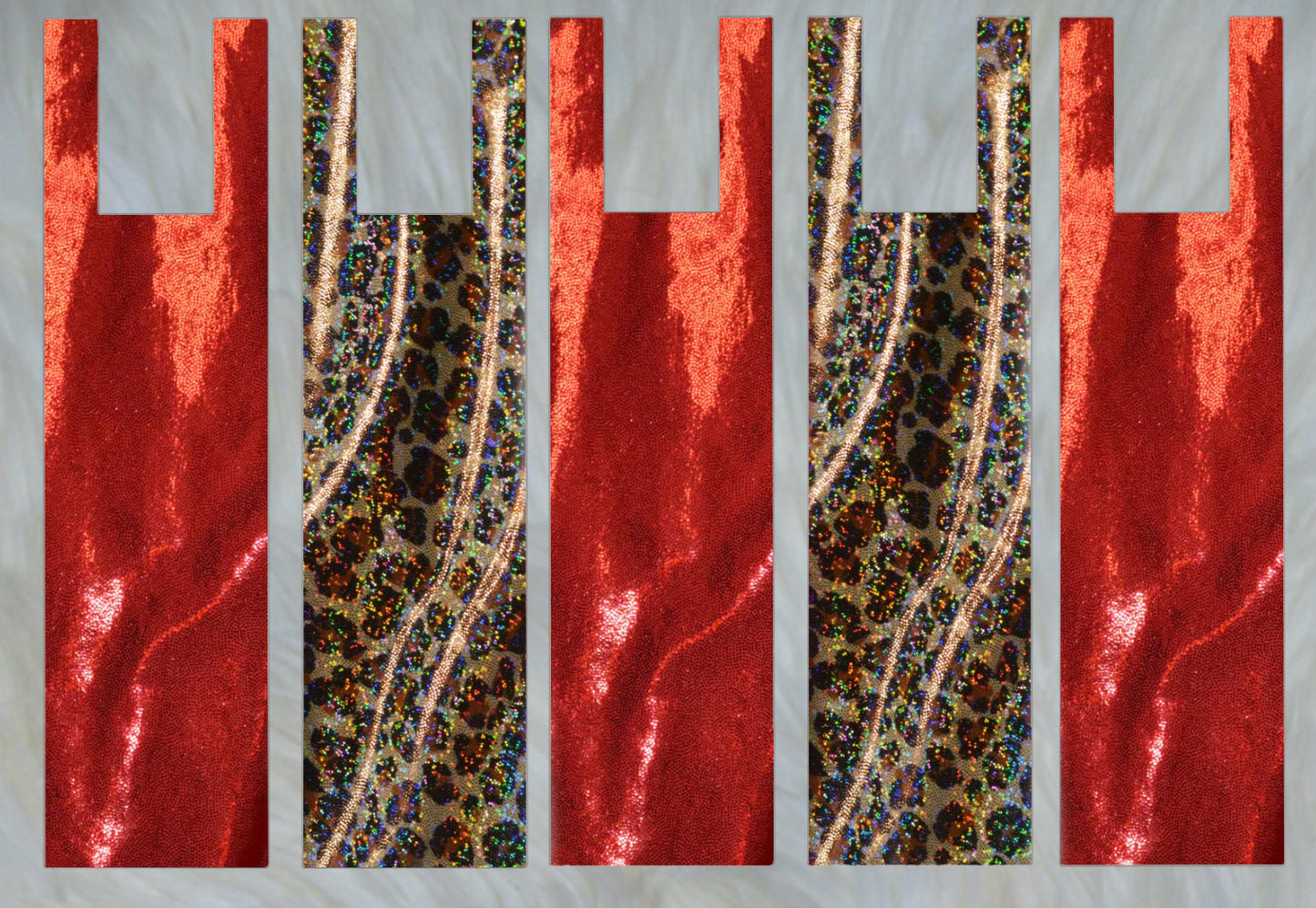 Cheetah Holographic X Red Shimmer Mane Bags Set of 5