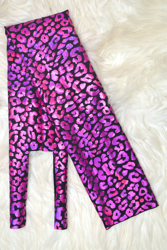 Black Pink Shimmer Cheetah Tail Bag