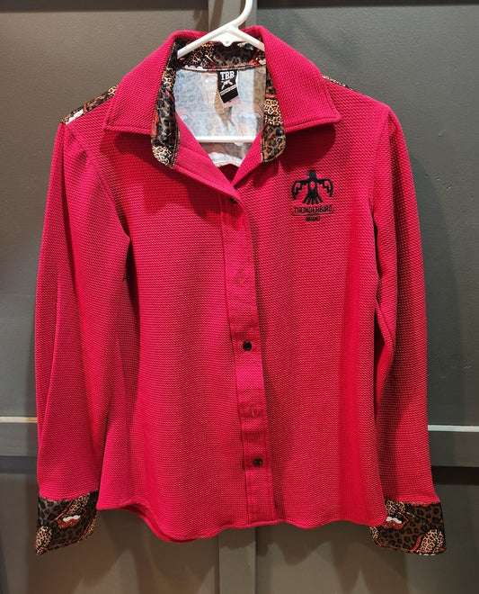 Thunderbird Rodeo Shirt Red with Leopard Tongues Size Small