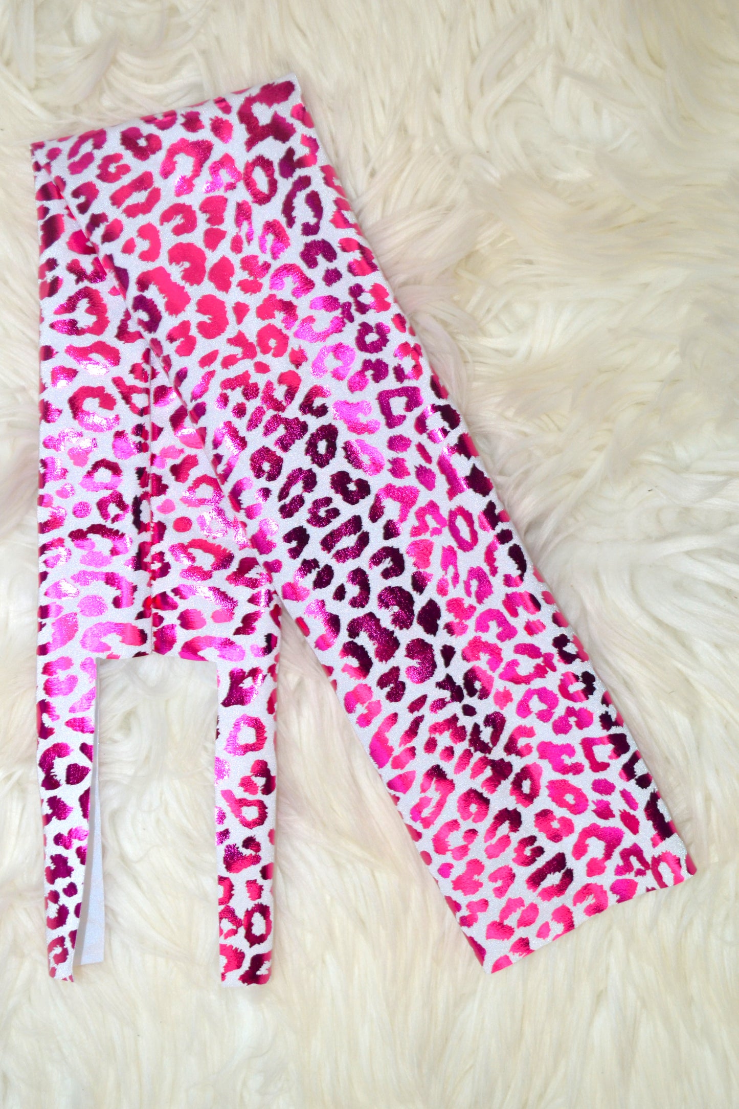 White Pink Shimmer Cheetah Tail Bag